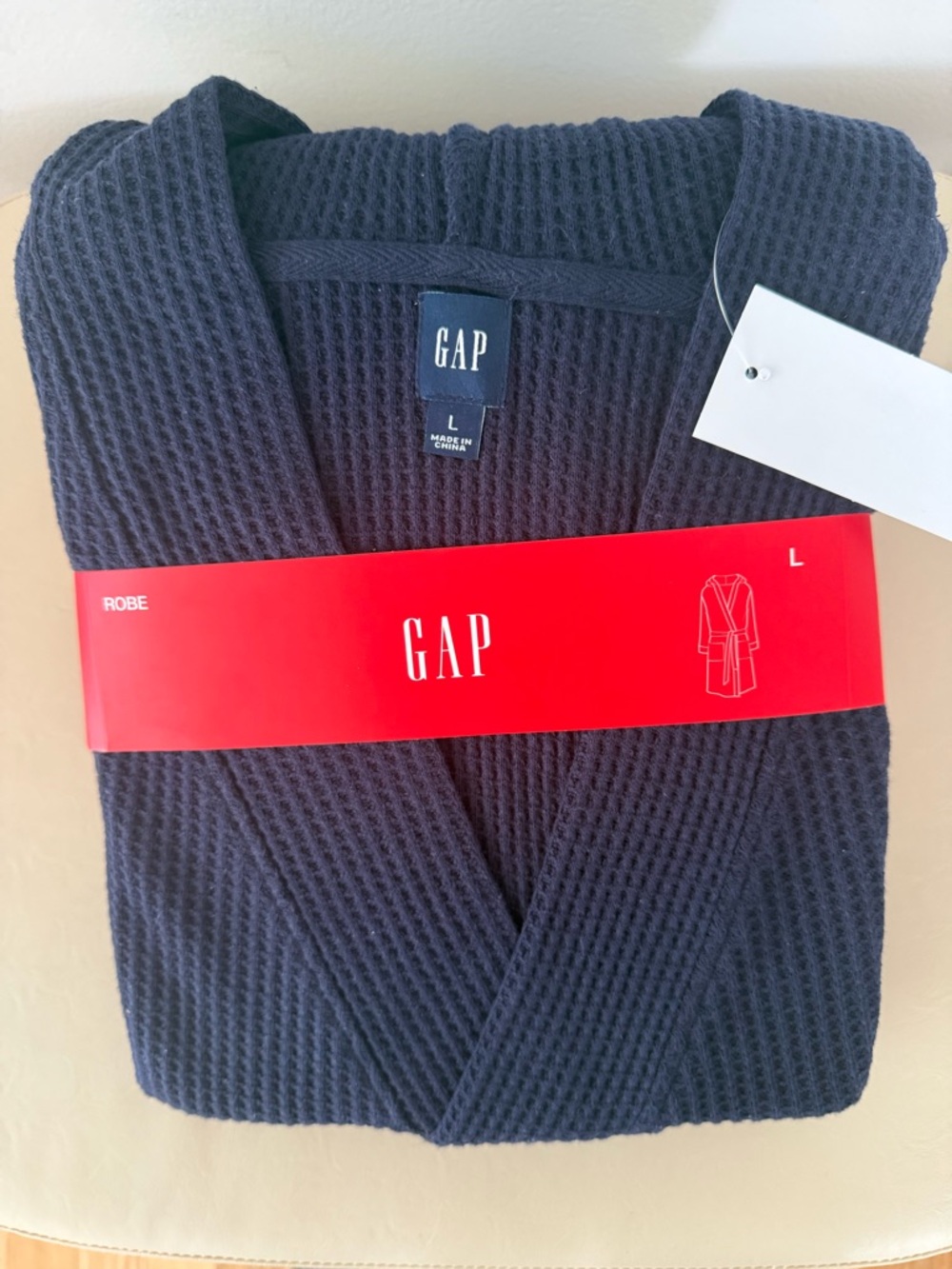 GAP Waffle Knit Robe Navy Blue Size L Cotton Blend